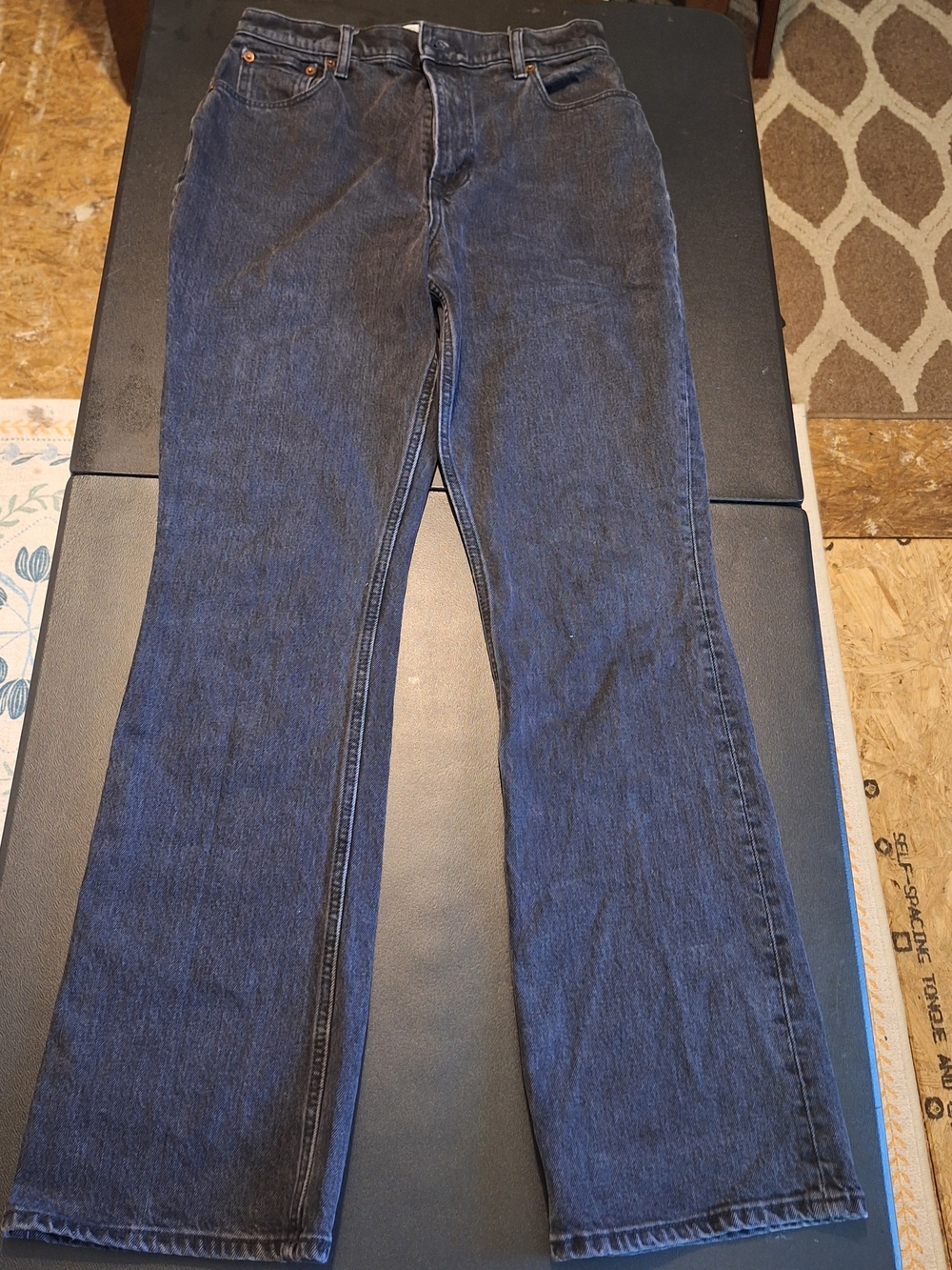 Abercrombie & Fitch Dark Blue High-Rise Straight Jeans - Picture 1 of 9